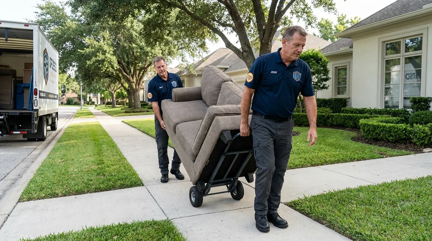 Local residential moving crew loading furniture in Lincoln, NE