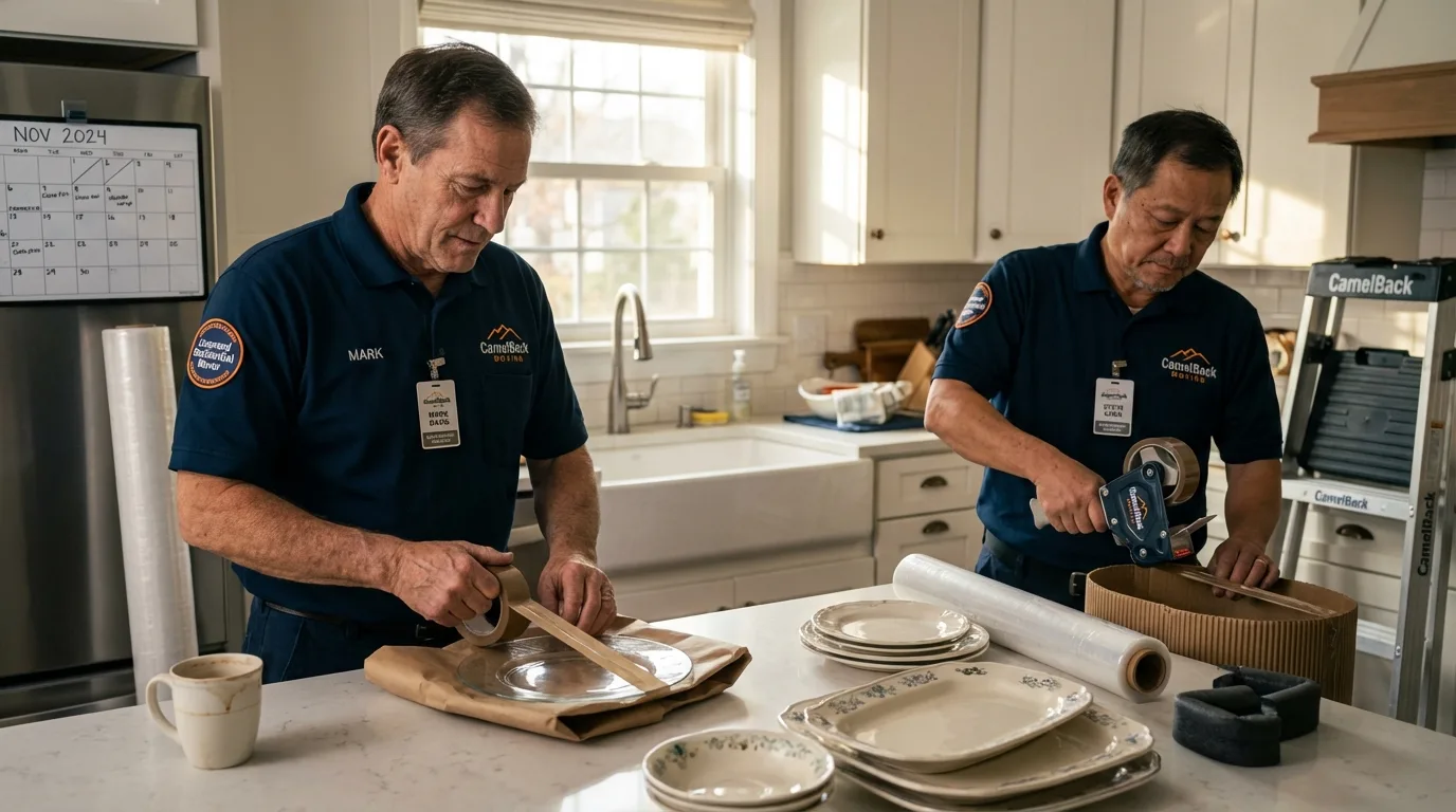 Professional crew packing kitchen dishware in Lincoln, NE